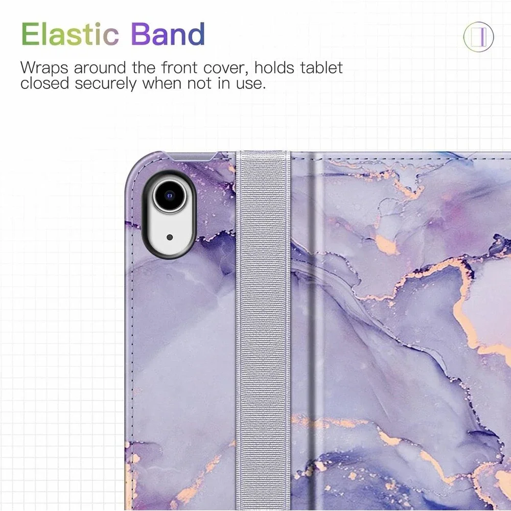 Case for iPad Air 11-inch Lavender Blue Rose Gold Marble Angle View Cover